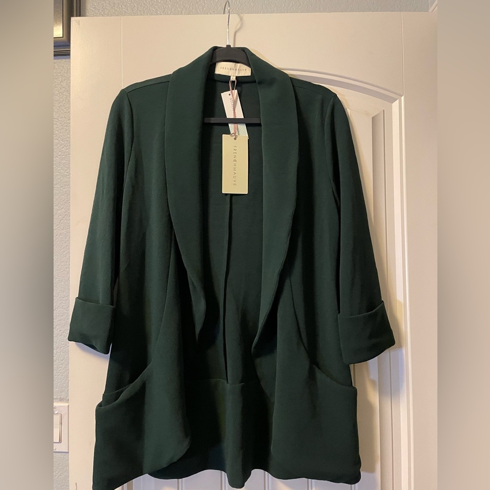 FrenchMauve Melanie knit tunic blazer -size L - brand new! Beautiful green/teal!